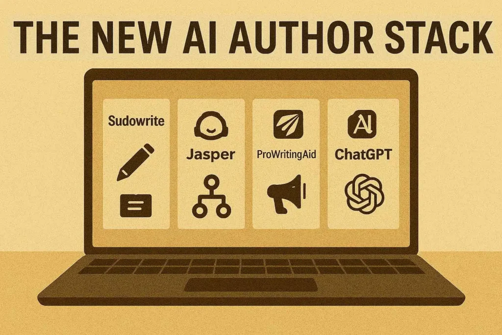 Comparison of leading AI writing tools for authors including Sudowrite, Jasper AI, NovelAI, ProWritingAid and Copy.ai with their specialized features for book creation