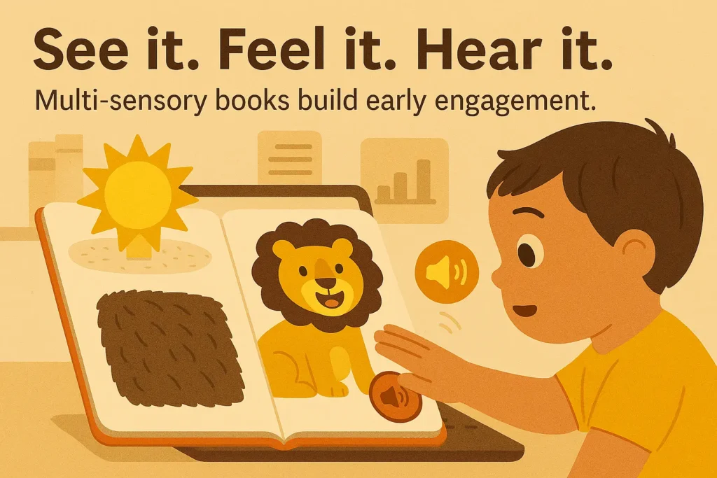Activity books for kids showing interactive elements that develop cognitive skills across different age groups